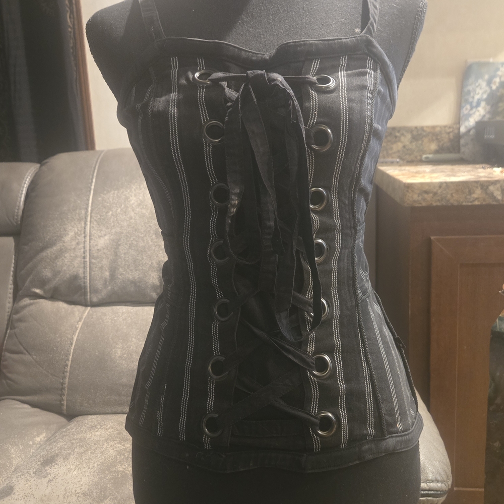 Tripp NYC Black Tank Top with Lace-Up Detail